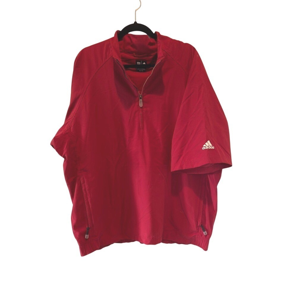 Adidas ClimaProof Golf Pullover Jacket Red Short Sleeve 1/4 Zip Men's XL